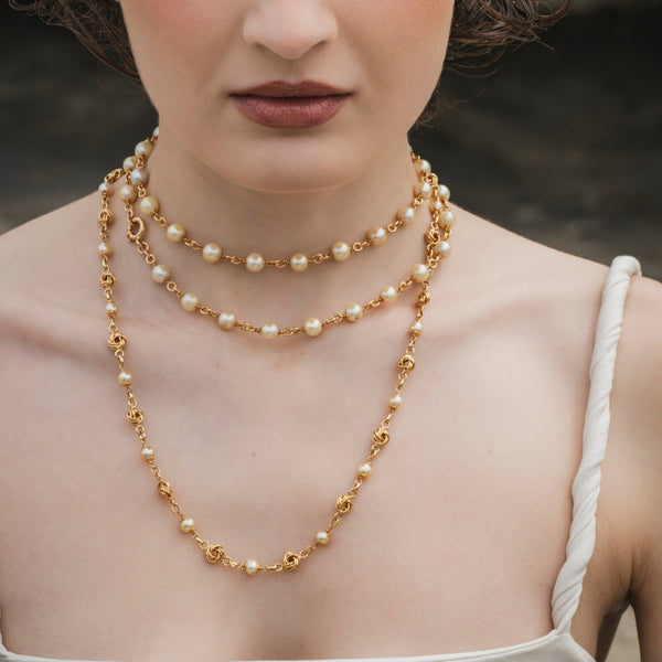 Colar de Pérolas em Ouro Amarelo 19.2K (7,00mm - 7,5mm)