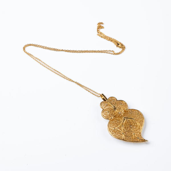 Fio em Ouro Amarelo 19,2K com pendente Coração de Viana em Filigrana- 17,7gr