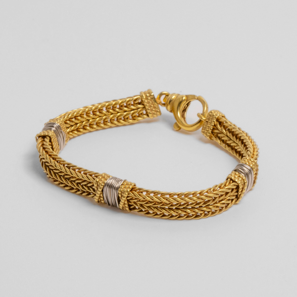 Pulseira Bicolor Ouro Amarelo e Branco 19.2K