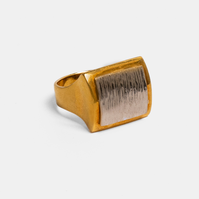 Anel Bicolor Ouro Amarelo e Ouro Branco 19.2K