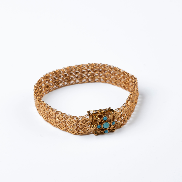 Pulseira em Ouro Amarelo 19,2K com Turquesas