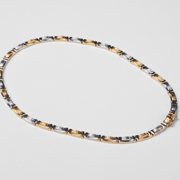 Gargantilha em Ouro Amarelo e Branco 19,2K com Relevos