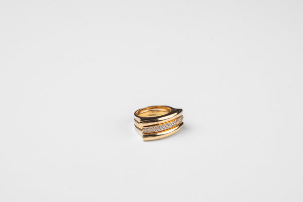 Conjunto de 3 anéis em Ouro Rosa e Amarelo com Diamantes