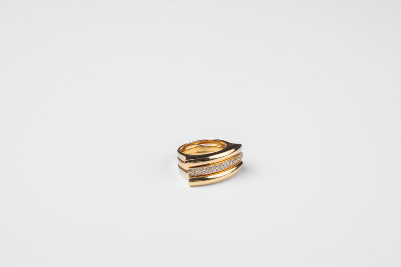 Conjunto de 3 anéis em Ouro Rosa e Amarelo com Diamantes