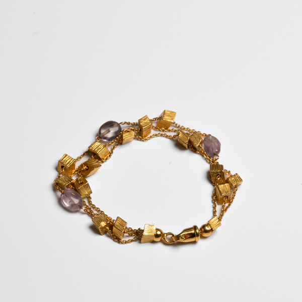 Pulseira em Ouro Amarelo 19,2K - Pedras lilás - 12,43gr