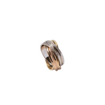 Anel Tricolor em Ouro Amarelo, Ouro Branco e Ouro Rosa 19,2K com Diamantes 0,10cts G/H - VS