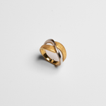 Anel Bicolor em Ouro Amarelo e Ouro Branco 19.2K Entrelaçado
