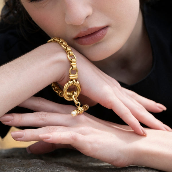 Pulseira em Ouro Amarelo 19,2K com Terminais em Pérola