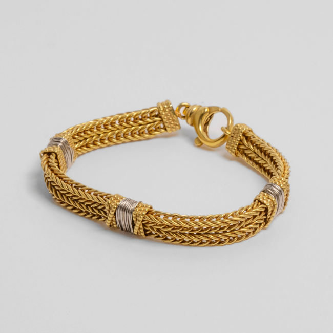 Pulseira Bicolor Ouro Amarelo e Branco 19.2K