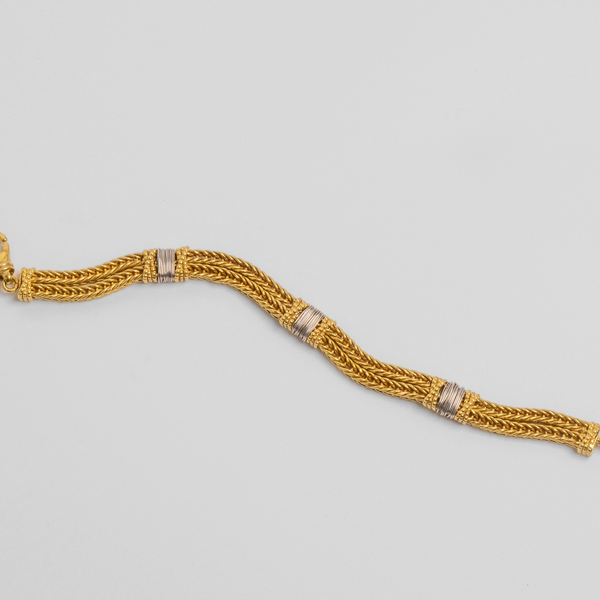 Pulseira Bicolor Ouro Amarelo e Branco 19.2K