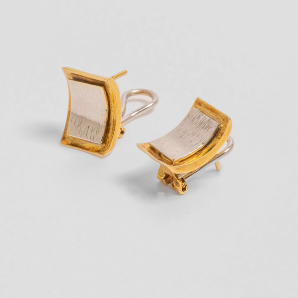 Brincos Bicolor Ouro Amarelo e Ouro Branco 19.2K