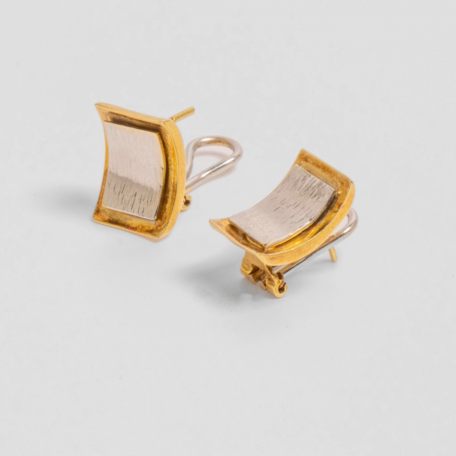 Brincos Bicolor Ouro Amarelo e Ouro Branco 19.2K