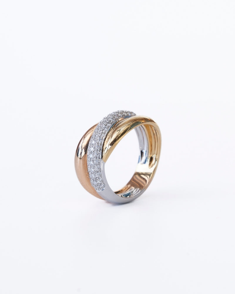 Anel em Ouro Tricolor 19,2Kcom Diamantes (G/H-VS 0,5ct) - 8,66gr