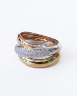 Anel em Ouro Tricolor 19,2Kcom Diamantes (G/H-VS 0,5ct) - 8,66gr