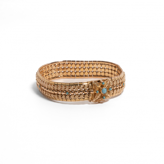 Pulseira em Ouro Amarelo 19.2K com Turquesas