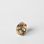 Anel Tricolor (Ouro Amarelo, Ouro Branco e Ouro Rosa) 19,2K com Diamantes 0,10cts G/H - VS
