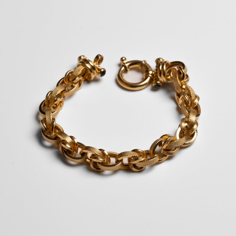 Pulseira em Ouro Amarelo 19,2K - lápis lazuli - 26,19gr