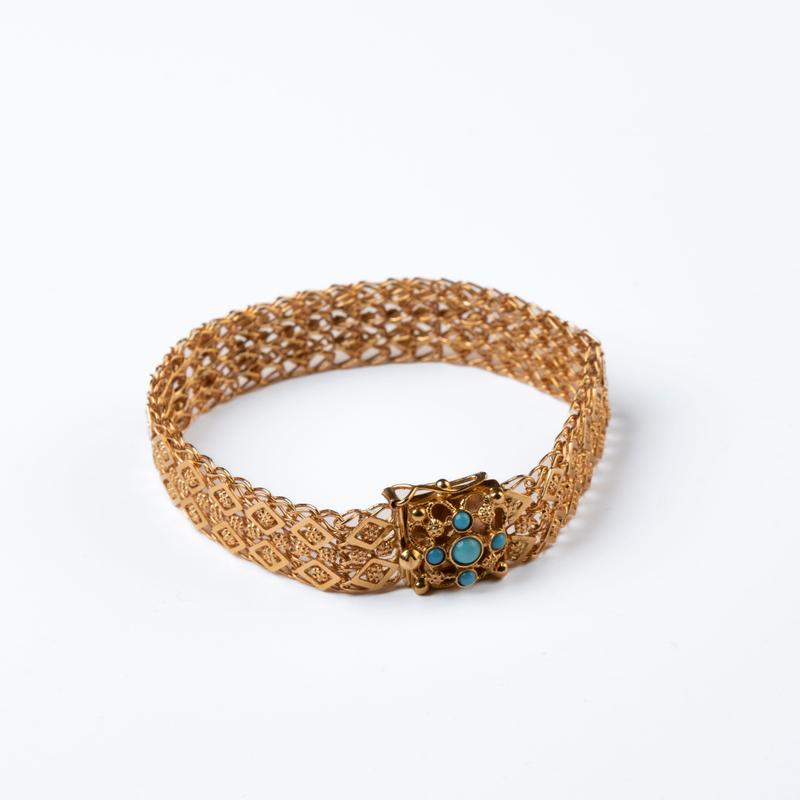 Pulseira em Ouro Amarelo 19,2K com Turquesas