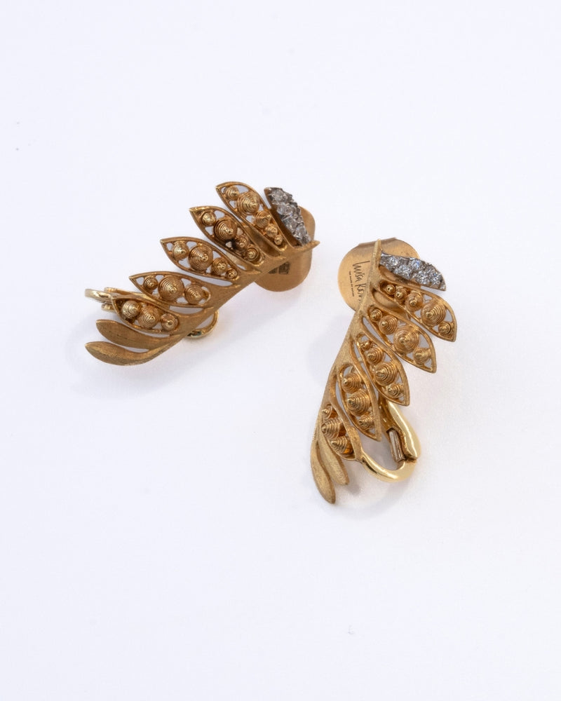 Brincos em Ouro Amarelo 19,2K com Diamantes (G/VS - 0,07ct) - Luisa Rosa - 6,73gr