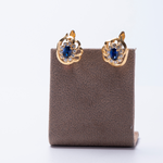 Brincos em Ouro Amarelo 18k com Safiras e Zircónias