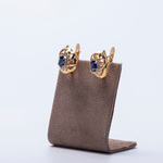 Brincos em Ouro Amarelo 18k com Safiras e Zircónias