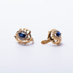 Brincos em Ouro Amarelo 18k com Safiras e Zircónias